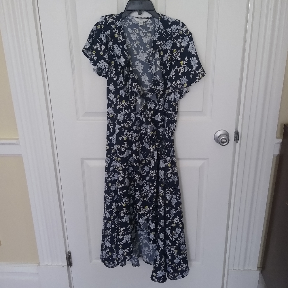XL Navy Floral Wrap Dress